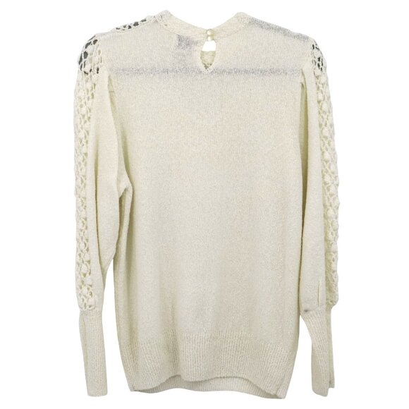 Brownstone Studio Crochet Sweater Women L Ivory Twee Grannycore Boho Vintage - Picture 3 of 16